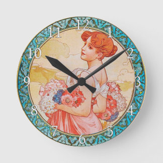 Horloge Ronde Acrylic Wall Clock Art Nouveau Alphonse Mucha 27