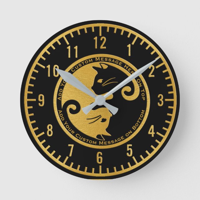 Horloge Ronde Add a Message Yin Yang Cats (Recto)