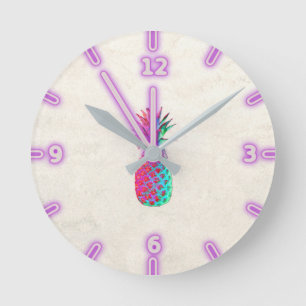 Horloge Ronde Adorable Aloha Ananas Hawaïen