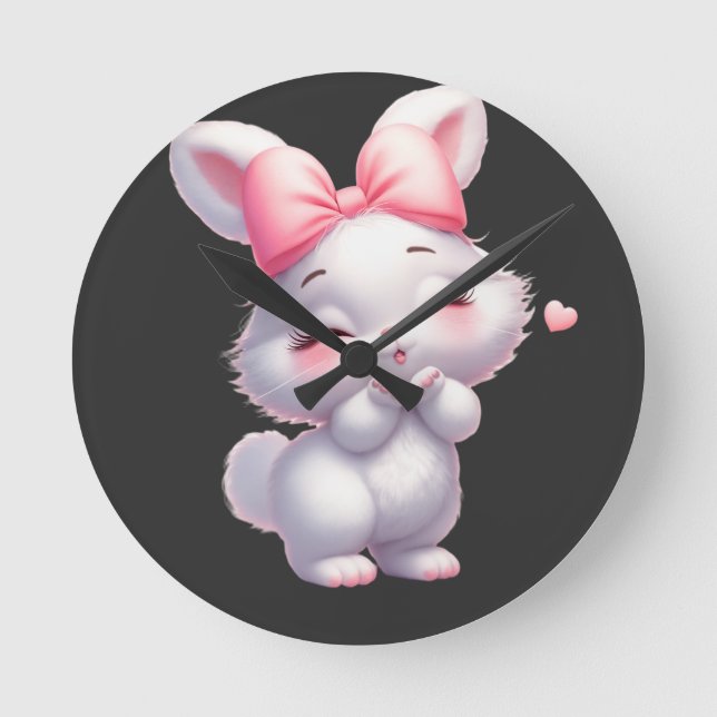 Horloge Ronde Adorable Baby Bunny Illustration (Recto)
