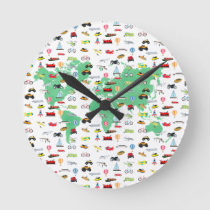 Horloge Ronde Adventure Attend les véhicules de la carte mondial