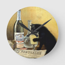 Horloge Ronde Affiche française rétro "absinthe bourgeois"