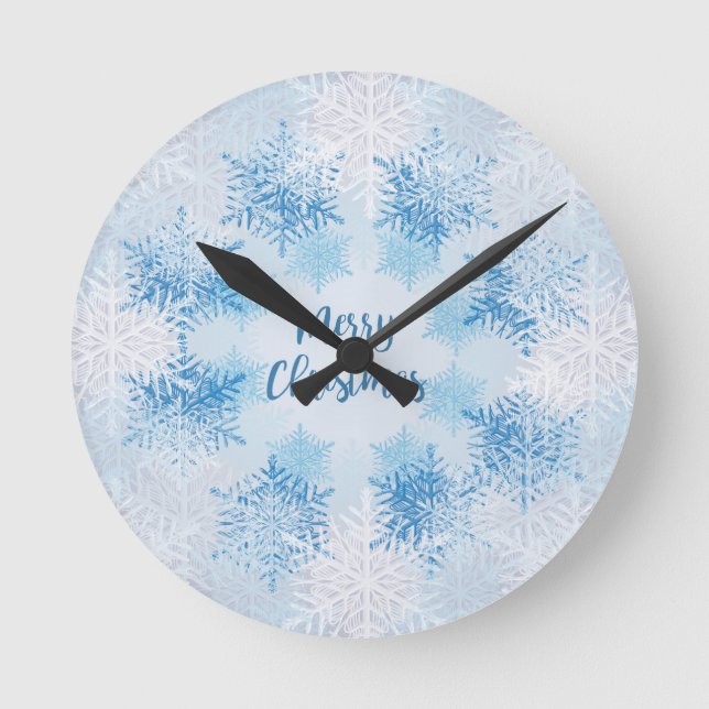 Horloge Ronde AFFICHER FLAKES MOTIF Joyeux Noël (Recto)