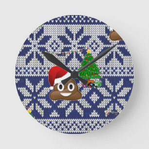 Horloge Ronde affreux pull-over de Noël émoji
