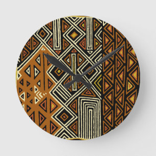 Horloge Ronde African Tribal Kuba Design