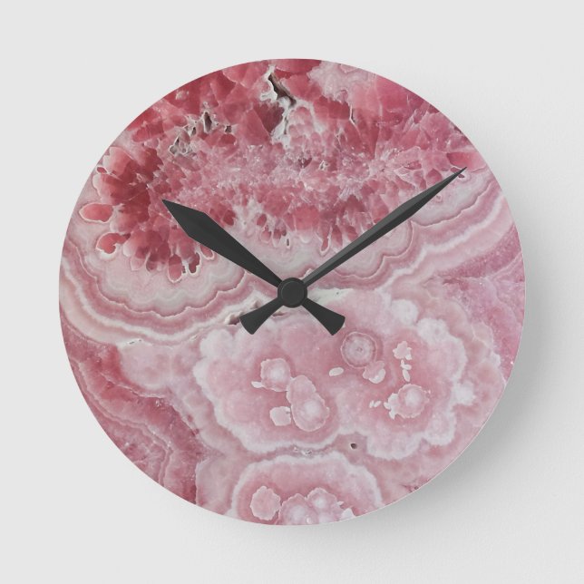 Horloge Ronde Agate rose moderne tendance (Recto)