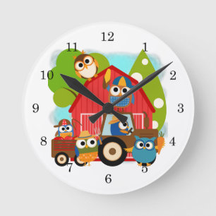 Horloge Ronde Agriculteurs de hibou