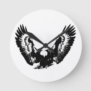 Horloge Ronde Aigle noir et blanc