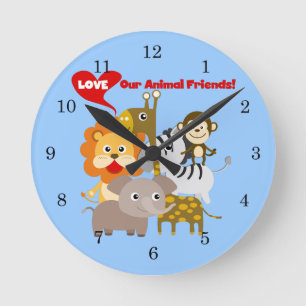 Horloge Ronde Aimez nos amis animaux
