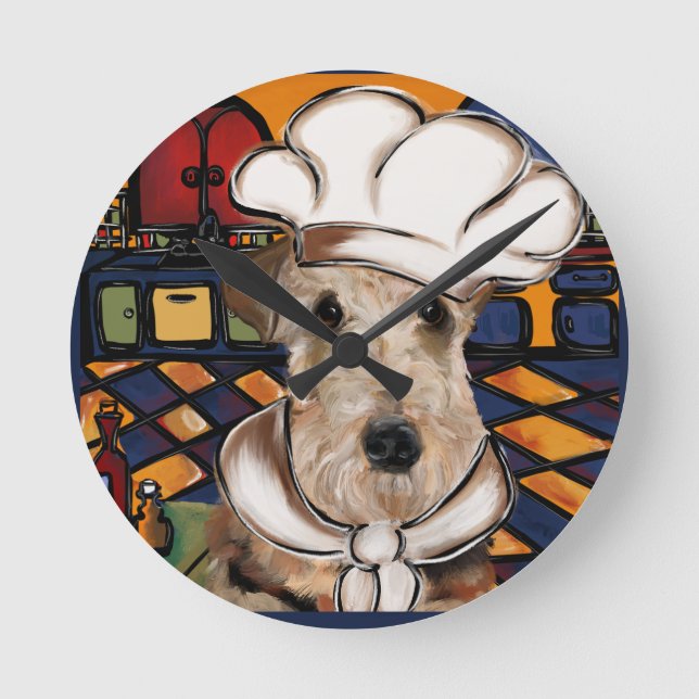 HORLOGE RONDE AIREDALE TERRIER (Recto)