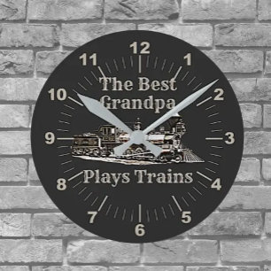 Horloge Ronde Ajouter le nom Plages Train à vapeur Grand-père gr