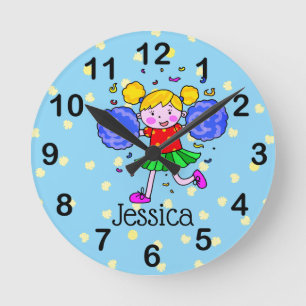 Horloge Ronde ajouter un nom - jolie fille pom-pom girl