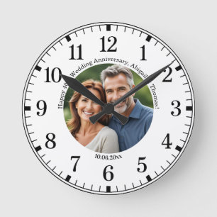 Horloge Ronde Ajoutez votre propre photo de couple 40e anniversa