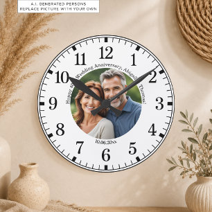 Horloge Ronde Ajoutez votre propre photo de couple 40e anniversa