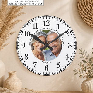 Horloge Ronde Ajoutez votre propre photo de couple 60e anniversa