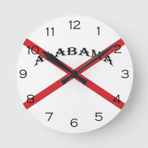 Horloge Ronde Alabama and Flag Black Numbers wccn
