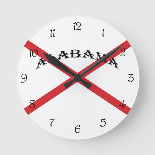 Horloge Ronde Alabama et drapeau noir numéros de script wccn (Recto)