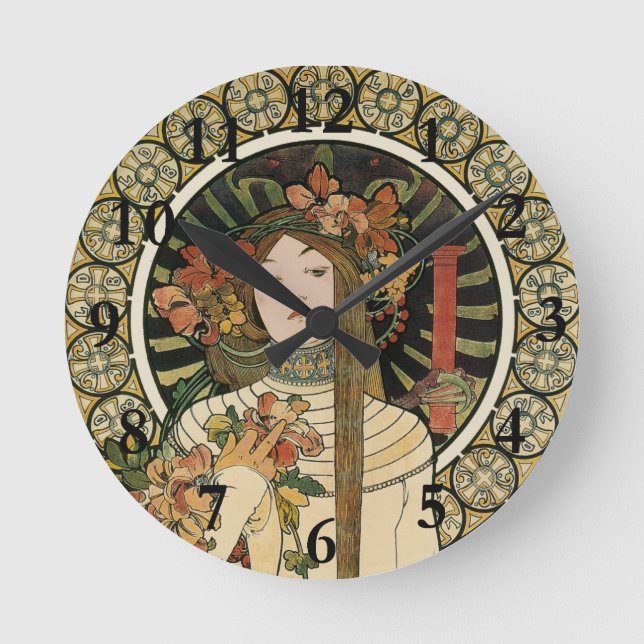 Horloge Ronde Alfonse Mucha Trappistine Nouveau (Recto)
