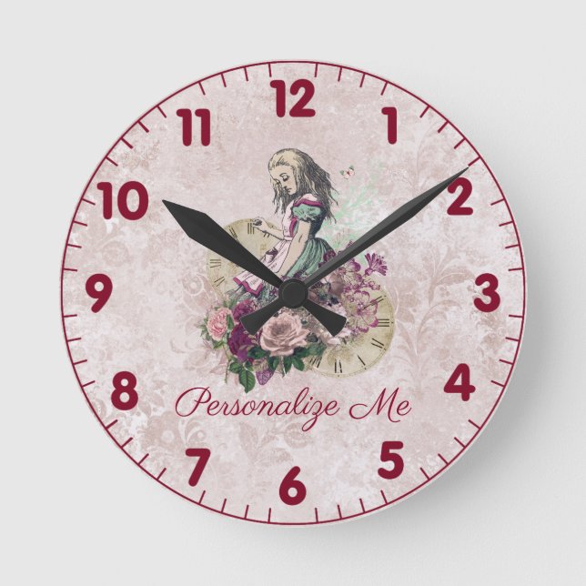 Horloge Ronde Alice à Wonderland Blush Floral (Recto)