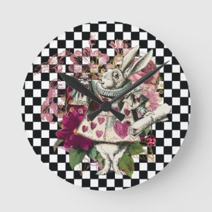 Horloge Ronde Alice moderne au pays des merveilles Rabbit