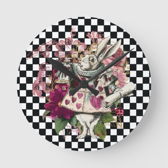 Horloge Ronde Alice moderne au pays des merveilles Rabbit (Recto)