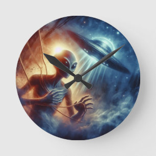 Horloge Ronde Alien de l'espace