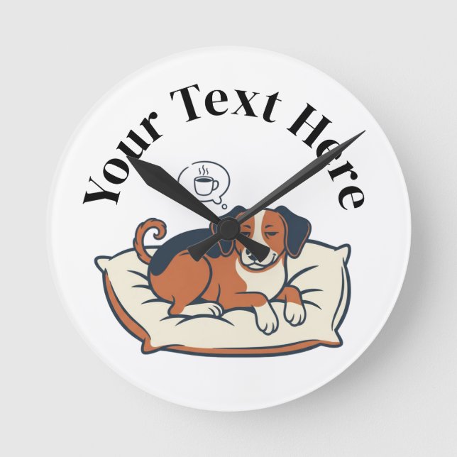 Horloge Ronde Alimenté par le café et les rêves de chien (Recto)