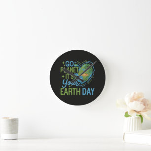 Horloge Ronde Allez planète c'est votre journée de la Terre