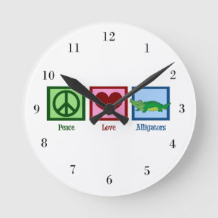 Horloge Ronde Alligators d'amour de paix