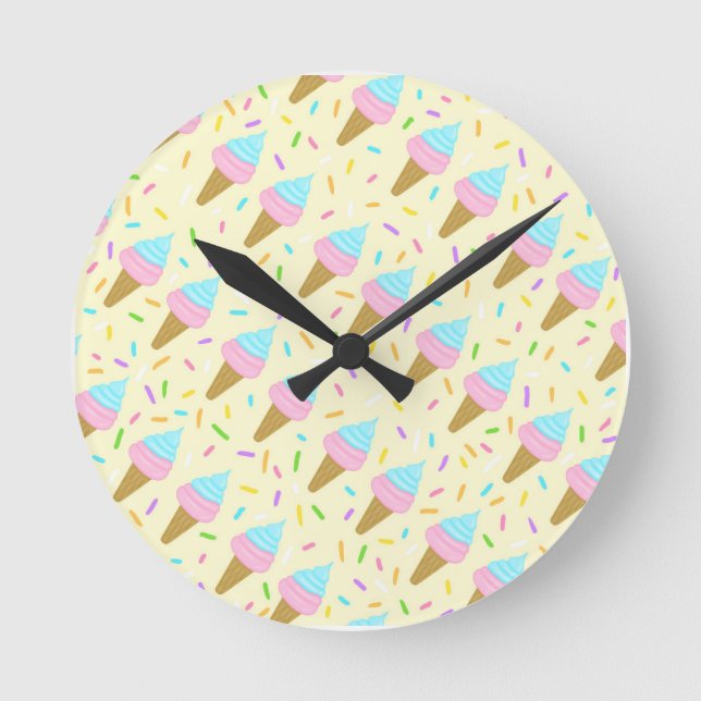 Horloge Ronde Almofada fofa com estampa contínua de sorvetes (Recto)