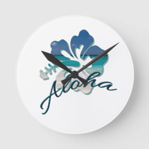 Horloge Ronde Aloha Hawaï Hibiscus Flower