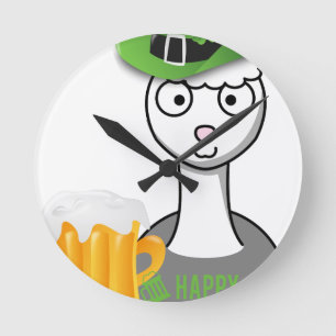 Horloge Ronde alpaga Jour de la Saint Patrick heureux
