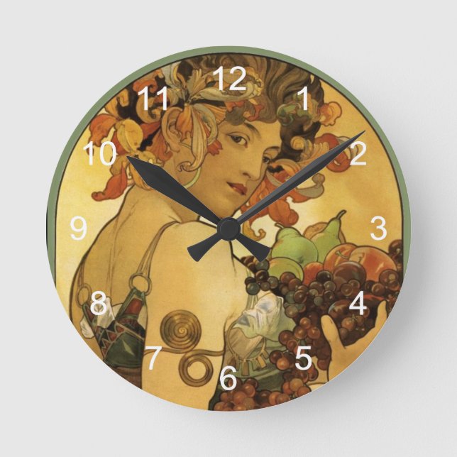 Horloge Ronde Alphonse Mucha Peinture (Recto)