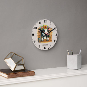 Horloge Ronde Amateurs de vache mignonne ajouter un nom