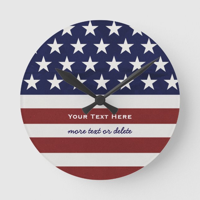 Horloge Ronde American USA Flag Patriotic July 4th Custom (Recto)