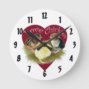 Horloge Ronde Amour de poussins