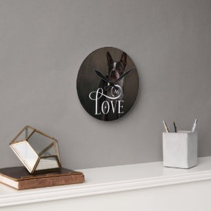 Horloge Ronde Amour Moderne Photo Monogramme Personnalisé pour A