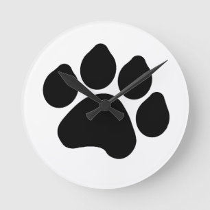 Horloge Ronde AMOUREUX DES ANIMAUX Empreinte de patte noir souri