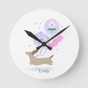 Horloge Ronde Amoureux des chiens de fête d'anniversaire Dachshu