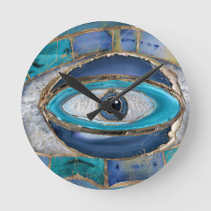 Horloge Ronde Amulet de l'oeil malin Agression et or