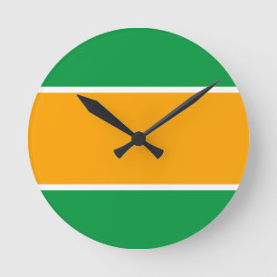 Horloge Ronde Amusant Bright Large Golden Jaune Blancs Vert