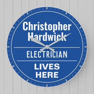 Horloge Ronde Amusant Electricien Mur Plaque Style Grande horlog