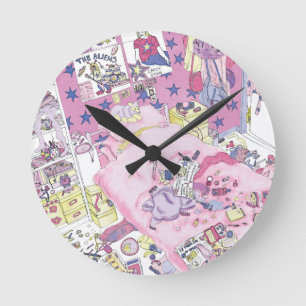 Horloge Ronde Amusante adolescente, chambre à coucher bruyante,