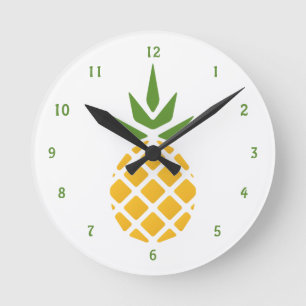 Horloge Ronde Ananas Hawaiin jaune