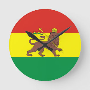 Horloge Ronde Ancien drapeau éthiopien avec Lion de Juda