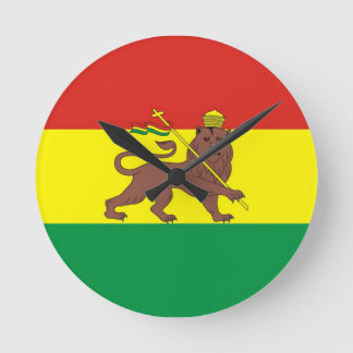 Horloge Ronde Ancien drapeau éthiopien avec Lion de Juda