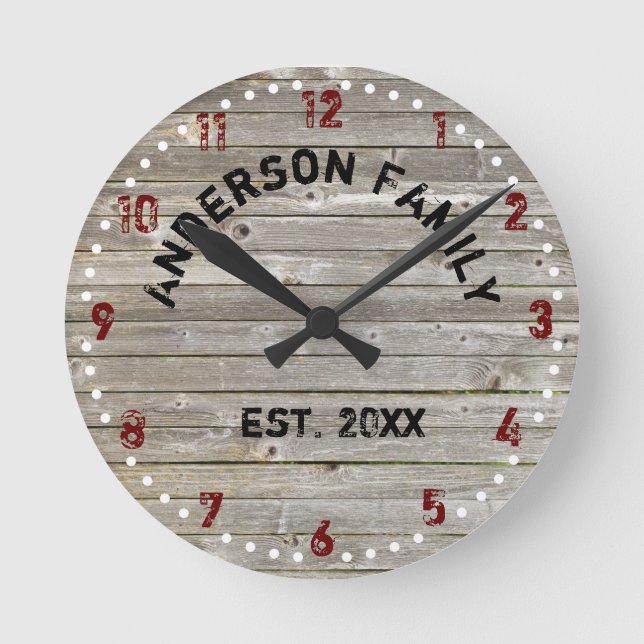 Horloge Ronde Ancien Weathered Barn Wood Custom (Recto)