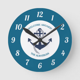 Horloge Ronde Ancre de bateau Motif nautique personnalisée