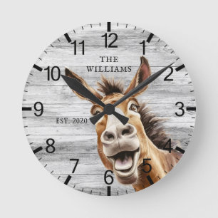 Horloge Ronde Âne Cute personnalisée