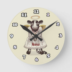 Horloge ronde ange de vache sacrée